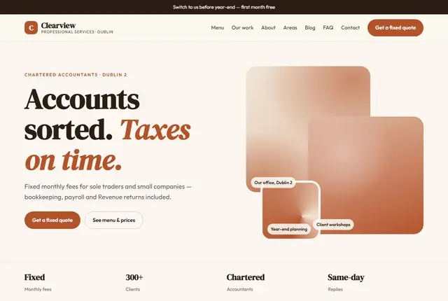 Design 3 for a accountancy firm website