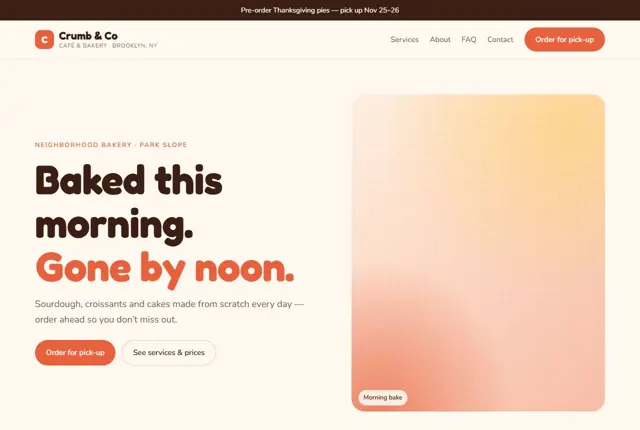 Website template for bakeries & cafés