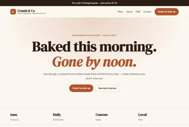 Design 2 for a bakery website