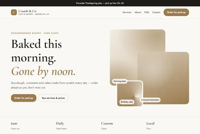 Design 3 for a bakery website