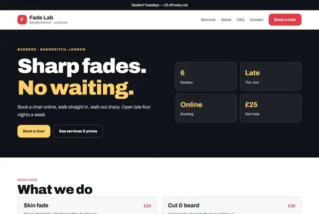 Design 3 for a barbershop website