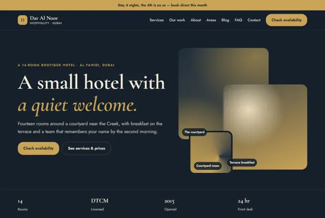 Website template for boutique hotels & b&bs