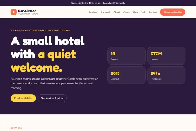 Design 2 for a boutique hotel website