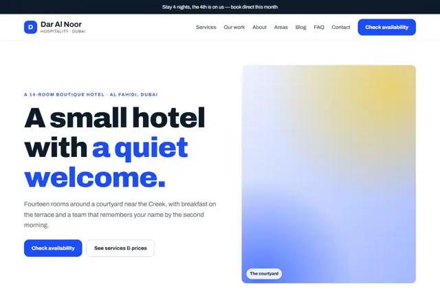 Design 3 for a boutique hotel website