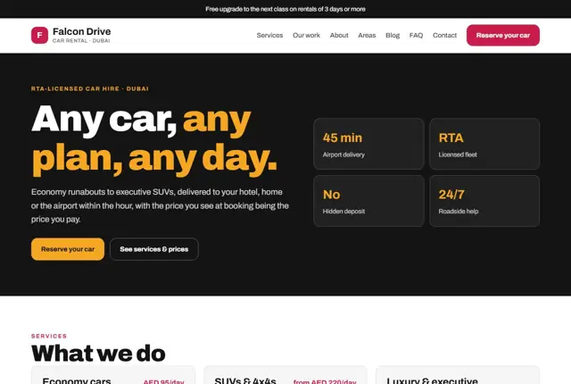 Website template for car rental companies