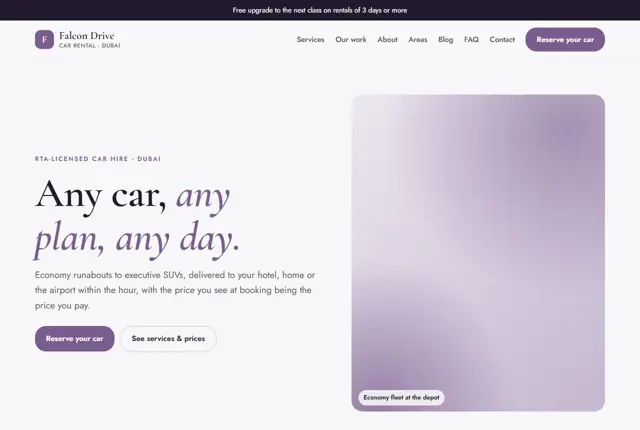 Design 2 for a car rental company website