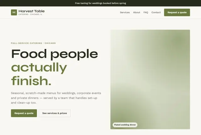 Website template for caterers