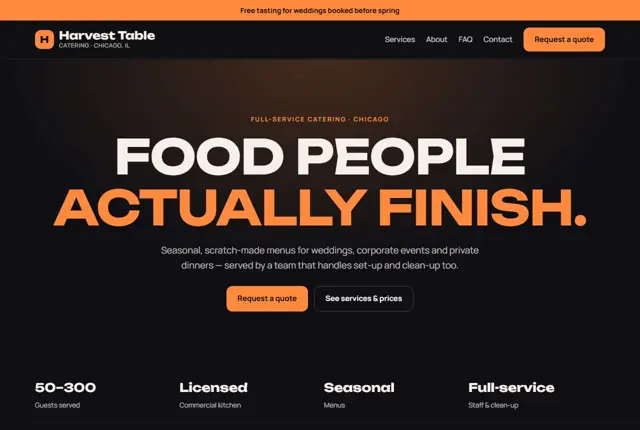 Design 2 for a catering company website
