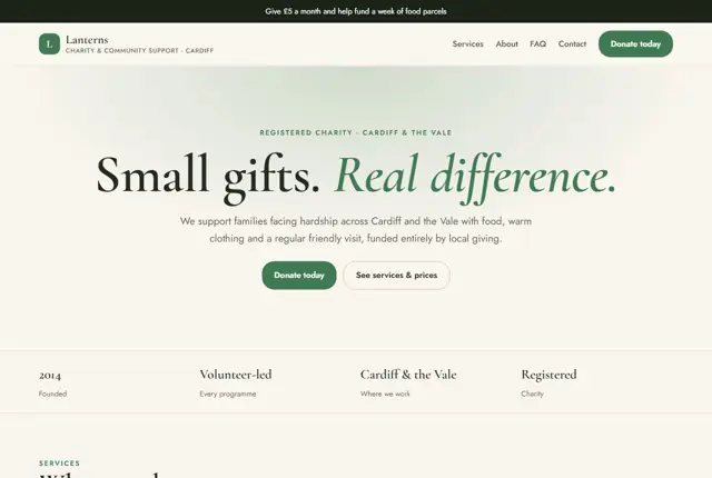 Website template for charities & non-profits