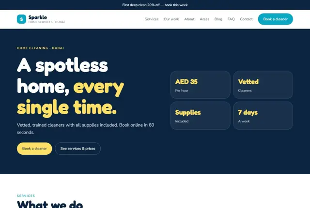 Website template for cleaning companies