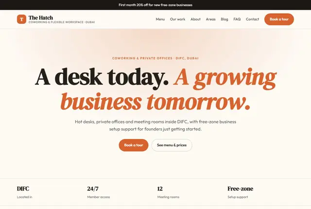 Website template for coworking & flexible workspace