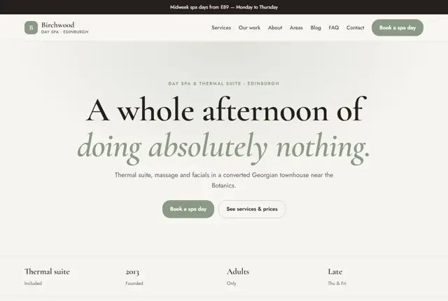 Website template for day spas
