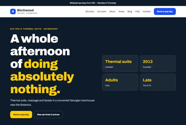 Design 3 for a day spa website