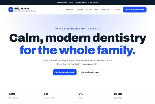 Design 2 for a dental practice website