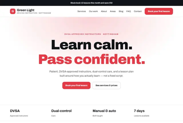 Design 2 for a driving school website
