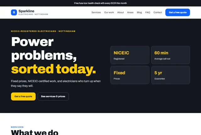 Website template for electricians
