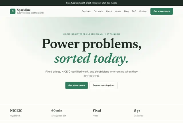 Design 3 for a electrical business website