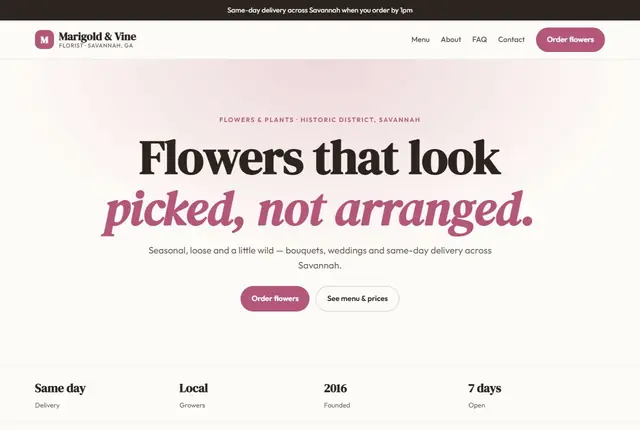Website template for florists