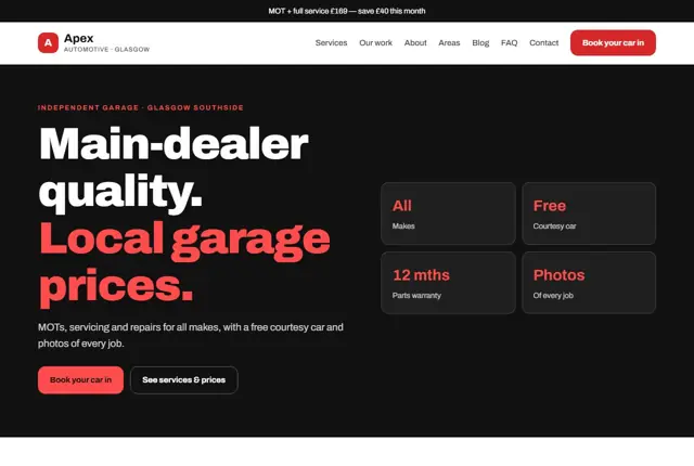 Website template for garages & car repair