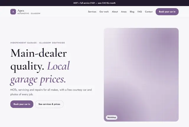 Design 2 for a garage website