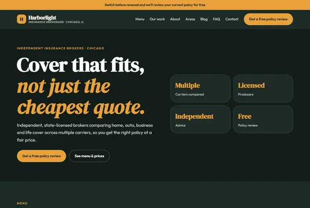 Design 2 for a insurance brokerage website