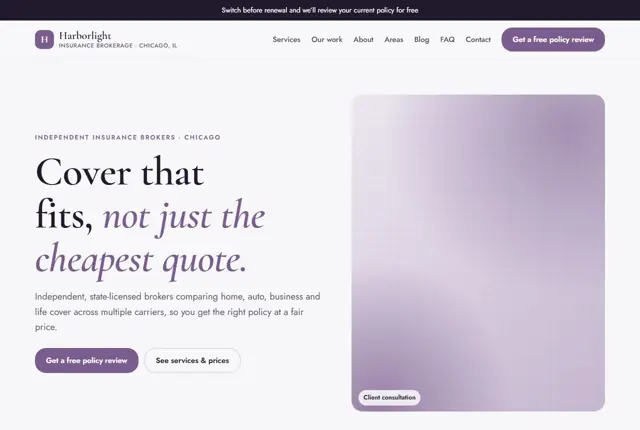 Design 3 for a insurance brokerage website