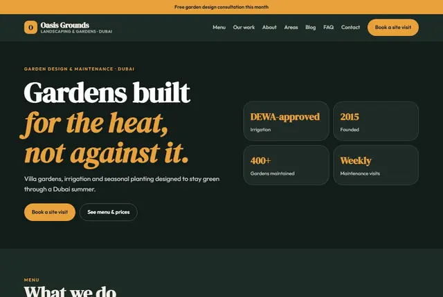 Design 2 for a landscaping business website