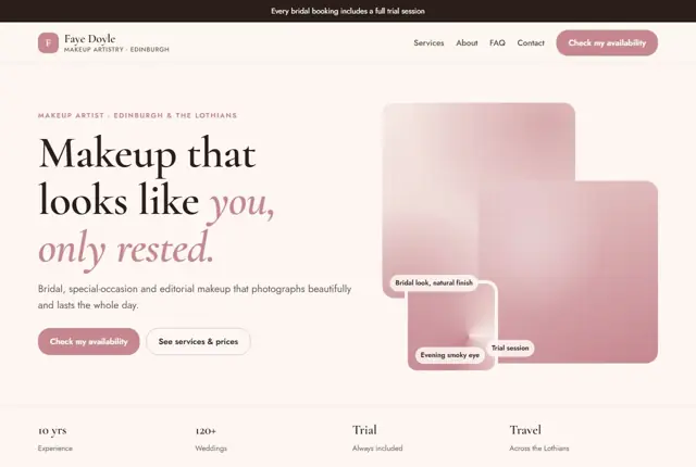 Website template for makeup artists