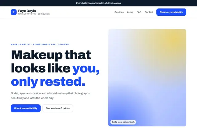Design 3 for a makeup artist website