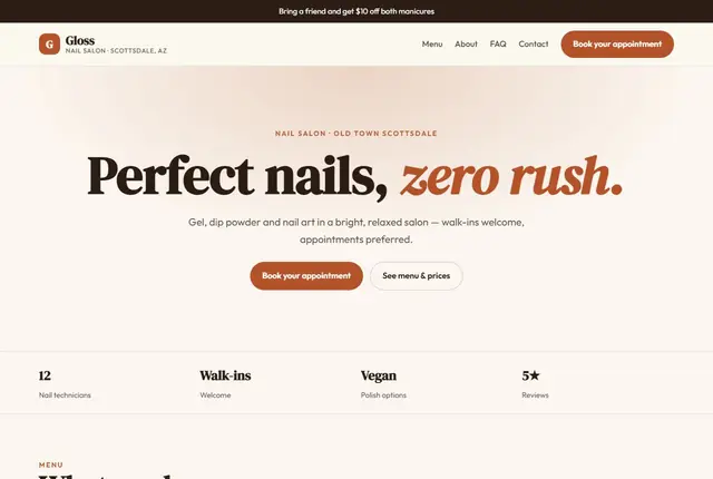 Design 2 for a nail salon website