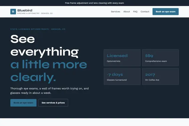 Website template for opticians & eyecare practices