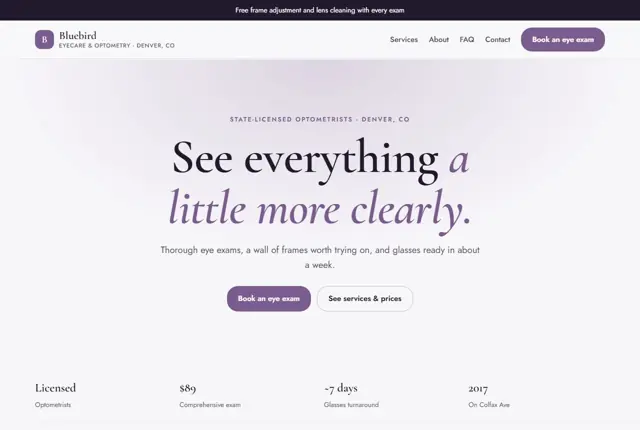 Design 3 for a optician website