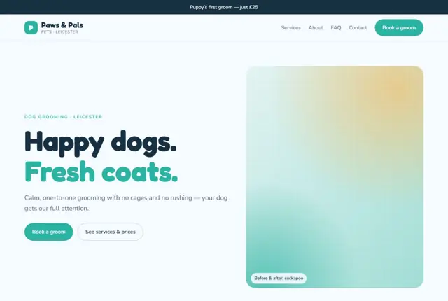 Website template for dog groomers & pet services