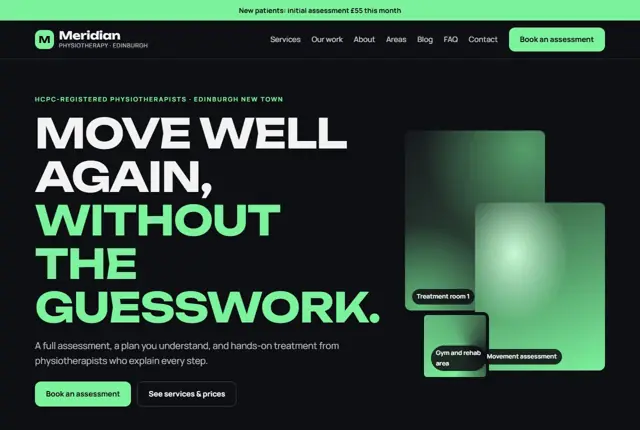 Design 3 for a physiotherapy clinic website