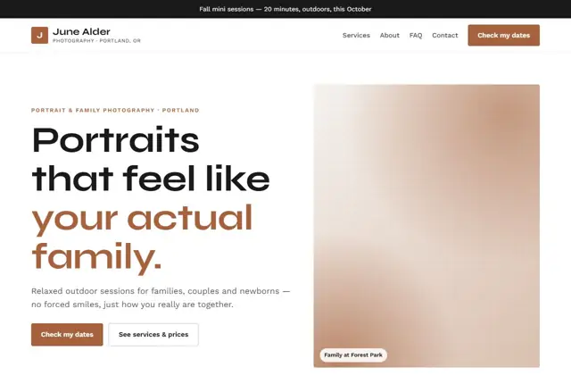 Website template for portrait & family photographers