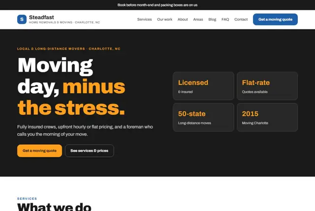 Website template for removals & moving companies