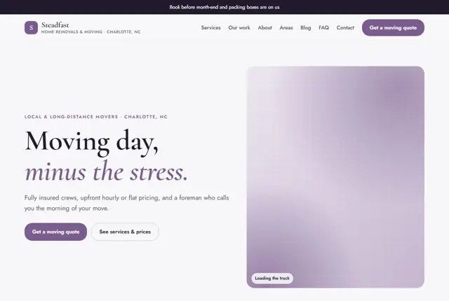Design 2 for a moving company website
