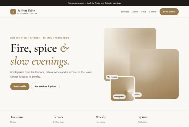 Design 2 for a restaurant website