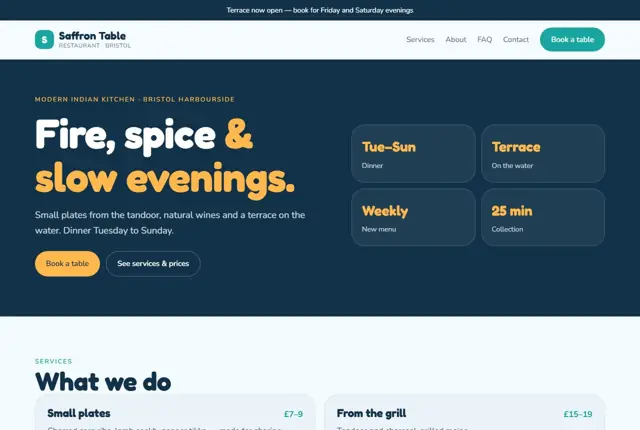 Design 3 for a restaurant website