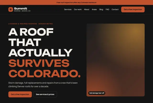 Example roofing company website built with this template