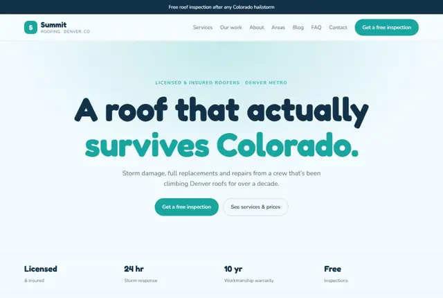 Design 2 for a roofing company website