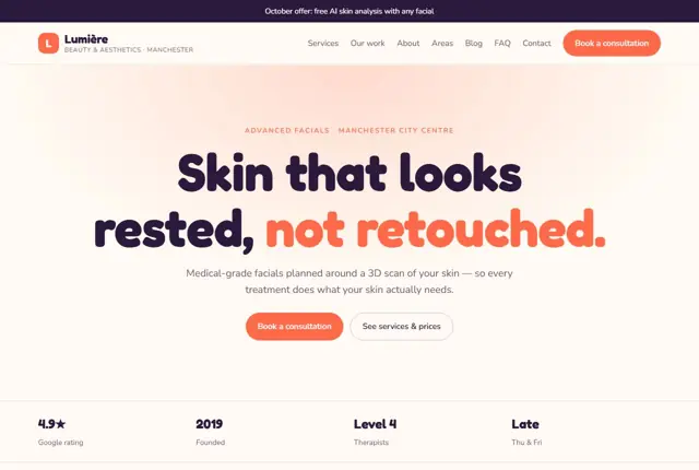 Design 2 for a beauty clinic website
