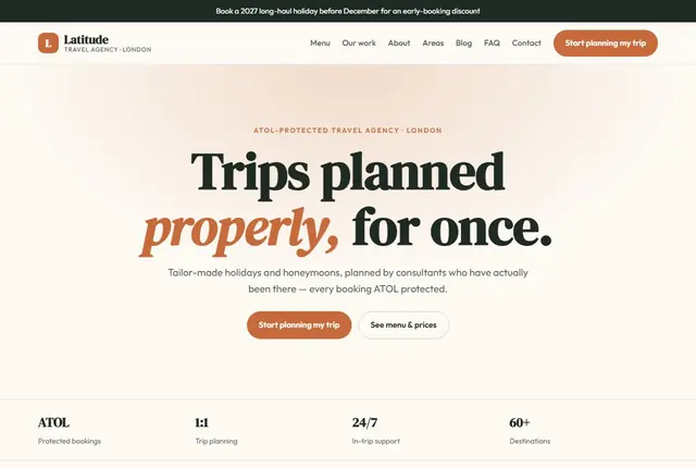 Website template for travel agencies