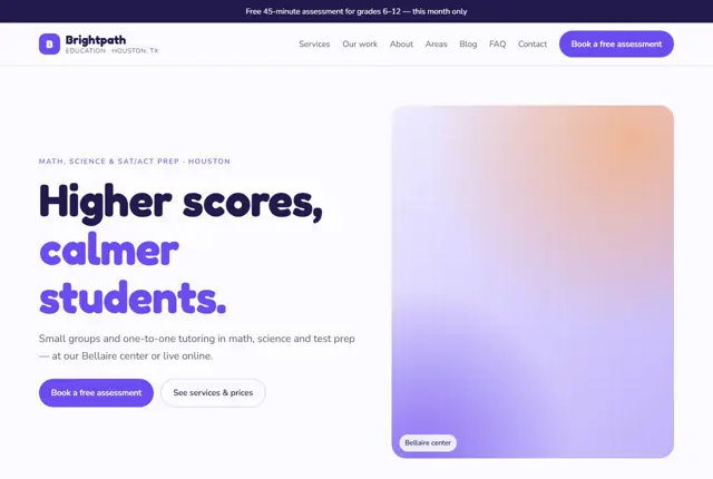 Example tutoring center website built with this template
