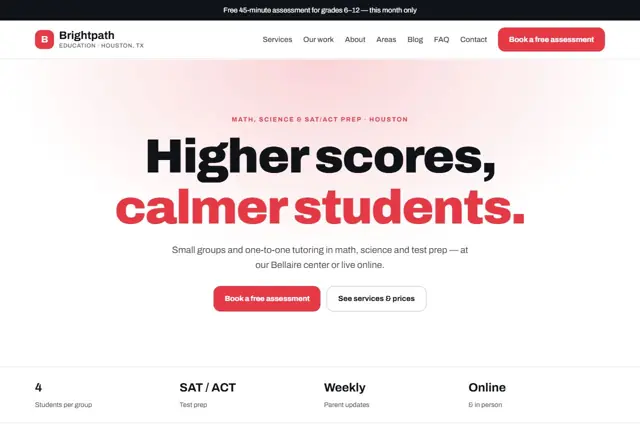Design 2 for a tutoring center website