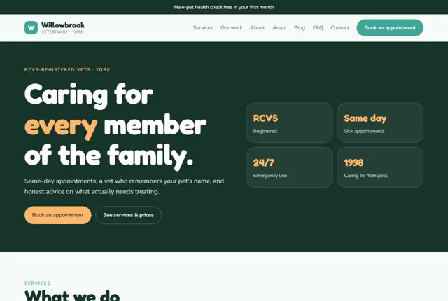 Website template for veterinary clinics