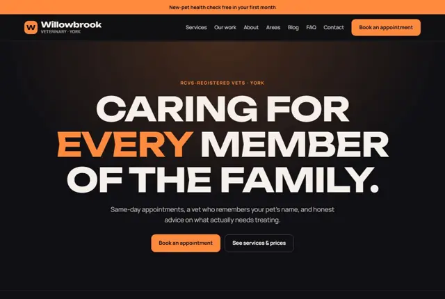 Design 3 for a veterinary clinic website