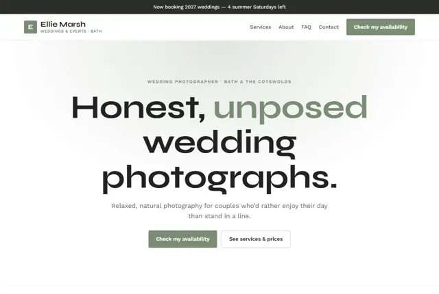 Website template for wedding photographers