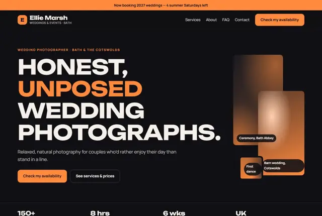Design 2 for a wedding photography website